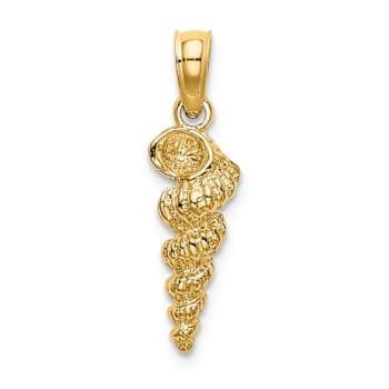 14k Yellow Gold Textured Mini Common Wentletrap Shell Pendant