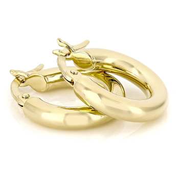 Polished Hoop Earrings In 18K Gold Over Sterling Silver 0.65 Inch