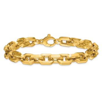 14K Yellow Gold 8.7mm Fancy Link 9 Inch Bracelet