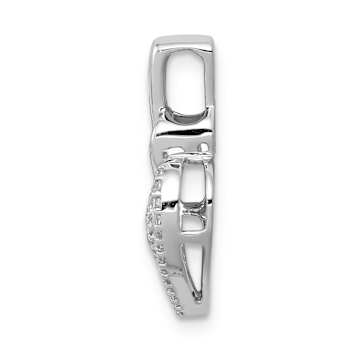 Rhodium Over 14k White Gold Diamond Fancy Double Heart Chain Slide Pendant