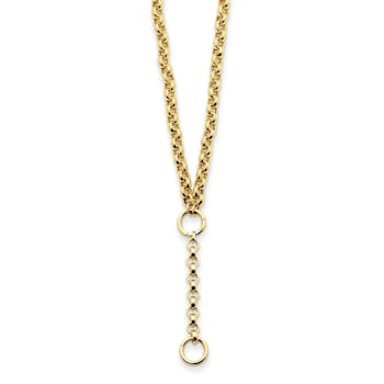 14K Yellow Gold Rolo Link Y-drop 20-inch Lariat Necklace