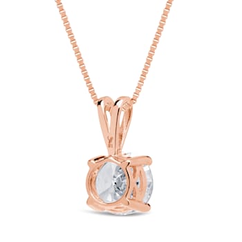 White Cubic Zirconia 14k Rose Gold Pendant With Chain 2.00ctw