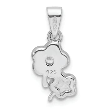 Rhodium Over Sterling Silver Blue and Pink Enamel with Cubic Zirconia
Floral Children's Pendant