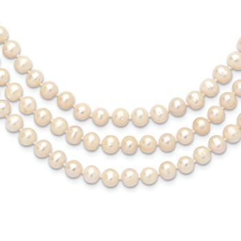 7-8mm White Freshwater Cultured Pearl 76-inch Slip-on Necklace