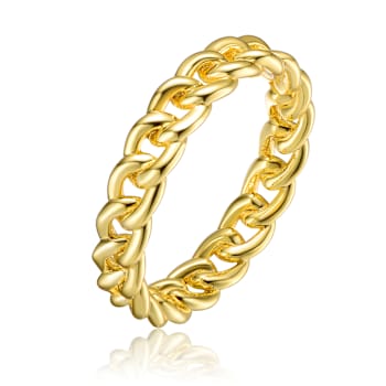 Chain Link Band Ring In 14K Gold Over Sterling Silver