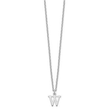 Rhodium Over Sterling Silver Cutout Letter W  Initial Necklace