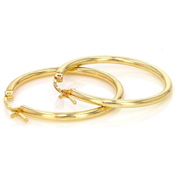 Classic Polished Hoop Earrings In 18K Gold Over Sterling Silver 1.0"