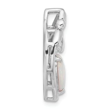 Rhodium Over Sterling Silver Lab Created Opal Mother and Child Heart
Slide Pendant