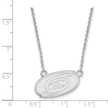Rhodium Over Sterling Silver NHL LogoArt Carolina Hurricanes Necklace