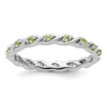 Sterling Silver Stackable Expressions Peridot Ring 0.25ctw