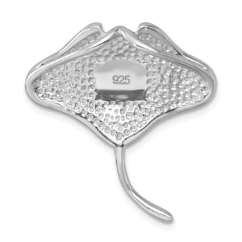 Rhodium Over Sterling Silver Polished Blue Crystal Ray Pendant