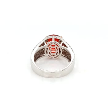 5.03 Cts Rhodochrosite and 1.20 Cts White Diamond Ring in 14K 2- Tone
