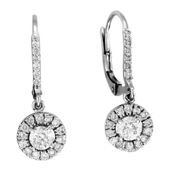 1.45ctw Diamond Leverback Earrings in 14k White Gold