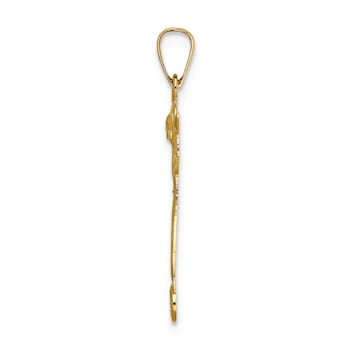 14k Yellow Gold Polished and Textured Solid Risen Christ Pendant