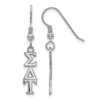 Rhodium Over Sterling Silver LogoArt Sigma Delta Tau Small Dangle Earrings