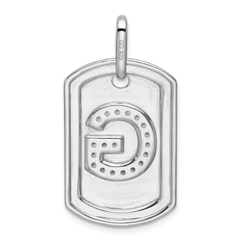 Rhodium Over 14k White Gold Diamond Initial G Dog Tag Charm