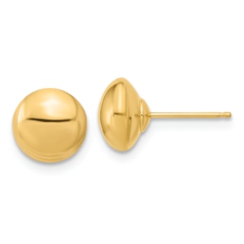 14k Yellow Gold 8mm Polished Button Earrings