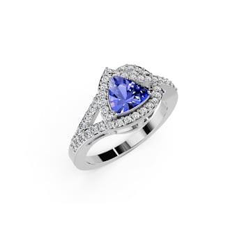 14K White Gold Tanzanite and Diamond Ring 0.90 ctw