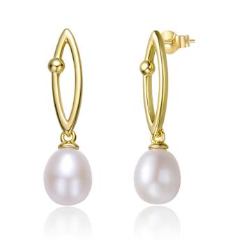 Pear Shape Freshwater Pearl And CZ Drop Earrings In 14K Gold Over
Sterling Silver