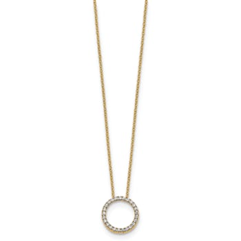 10k Yellow Gold 0.25 ctw Diamond Circle Pendant with 18 inch Cable Chain