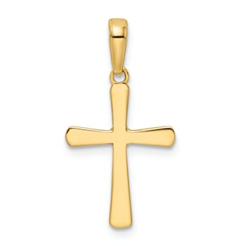 14k Two-tone Gold Diamond-Cut Cross Pendant