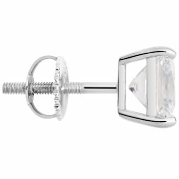 White Cubic Zirconia 14k White Gold Studs With Velvet Gift Box 3.00ctw
