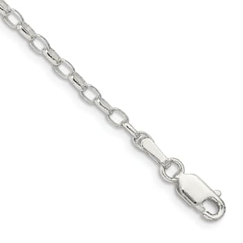 Sterling Silver 2.5mm Oval Rolo Chain Bracelet