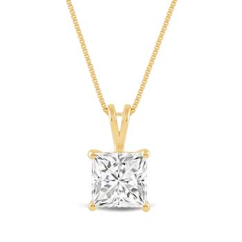 White Cubic Zirconia 14k Yellow Gold Pendant With Chain 2.00ctw