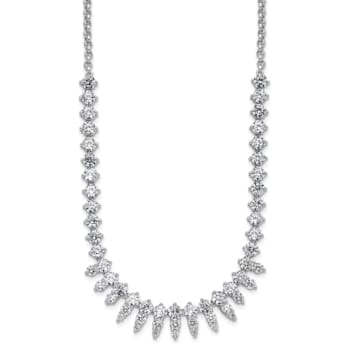 Rhodium Over Sterling Silver Polished Fancy Cubic Zirconia Necklace
