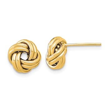 14k Yellow Gold 9mm Polished Double Love Knot Stud Earrings
