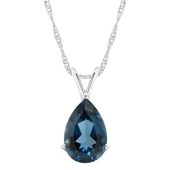 15x10mm Pear Shape London Blue Topaz Rhodium Over Sterling Silver
Pendant With Chain