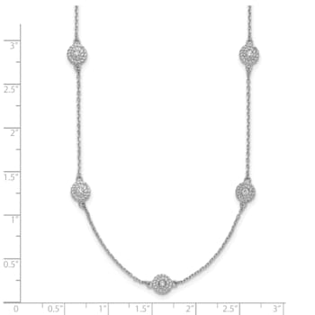 14K White Gold Diamond Circles 16 Inch with 2 Inch Extension Necklace