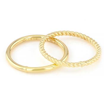 Polished And Twisted Band Ring Set In 14K Gold With Sterling Silver Core