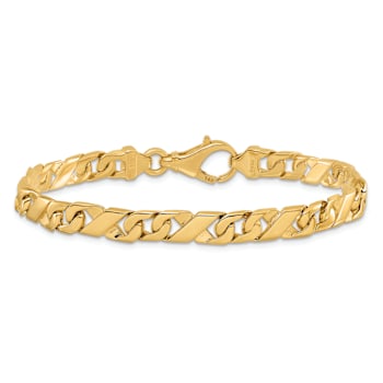 14k Yellow Gold 6.7mm Hand-polished Fancy Link Bracelet