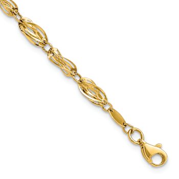 10k Yellow Gold 5mm Polished Fancy Link Bracelet