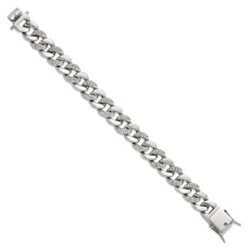 White Cubic Zirconia Stainless Steel Men's Bracelet