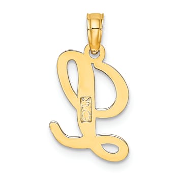 14k Yellow Gold Script Letter L Initial Pendant