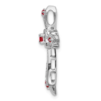 Rhodium Over 10k White Gold 0.09 cttw Ruby and Diamond Fleur-de-Lis
Cross Slide Pendant