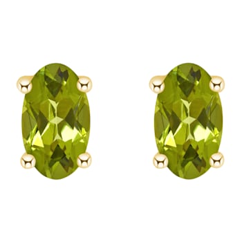 5x3mm Oval Peridot 14k Yellow Gold Stud Earrings