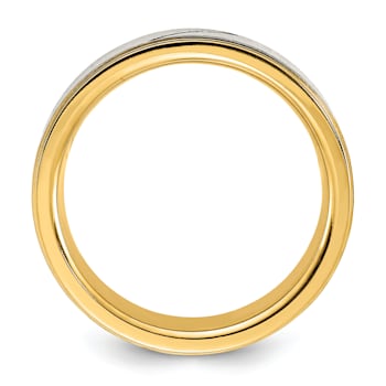 White Cubic Zirconia Yellow IP-Plating Over Titanium 8mm Men's Band Ring