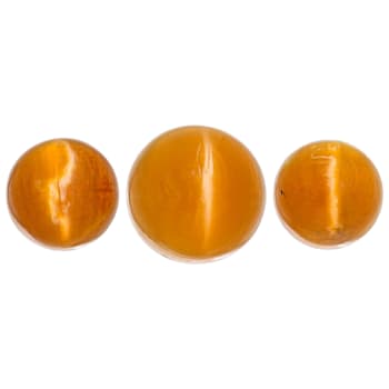 Fire Opal Cat's Eye Round Matched Set of 3 3.24ctw