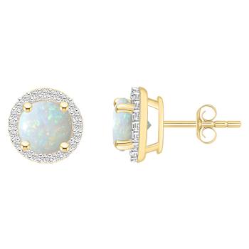 6mm Round Created Opal And Created White Sapphire 10k Yellow Gold Halo
Stud Earrings