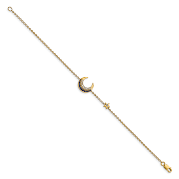 14k Yellow Gold Diamond and Sapphire Moon and Star Bracelet