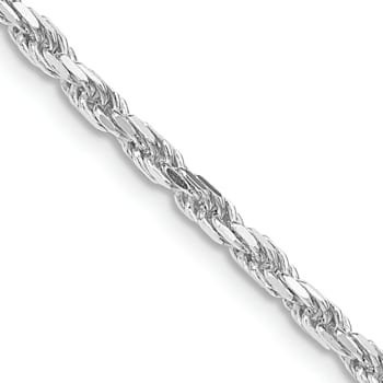 Rhodium Over Sterling Silver 2.5mm Diamond-cut Rope Chain