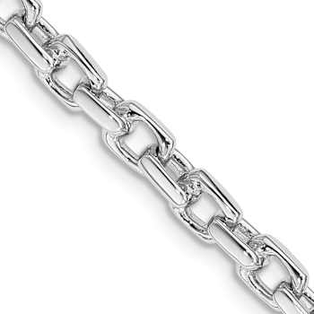 Rhodium Over 14k White Gold 4.6mm Hand-polished Fancy Link Bracelet