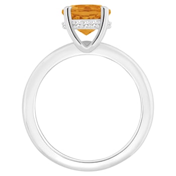 8mm Round Citrine With Diamond Accents Rhodium Over Sterling Silver
Hidden Halo Ring