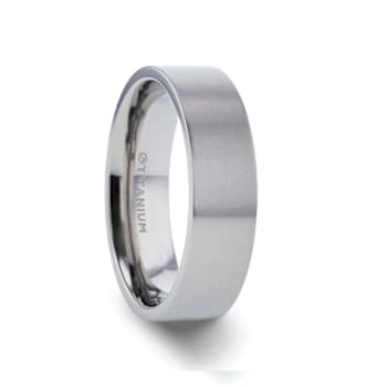 SOLAR Flat Profile Brushed Finish Men’s Titanium Wedding Band 6mm
