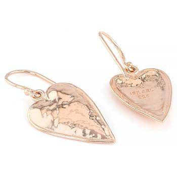 Heart Drop Earrings In 14K Rose Gold Over Sterling Silver