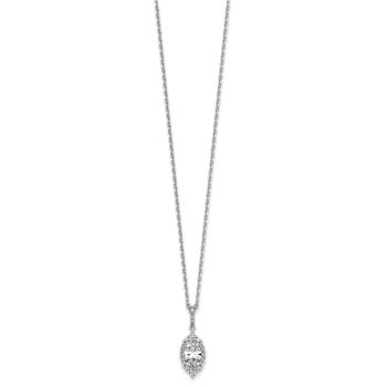 Rhodium Over Sterling Silver Fancy Marquise Cubic Zirconia Halo With 2
Inch Extension Necklace