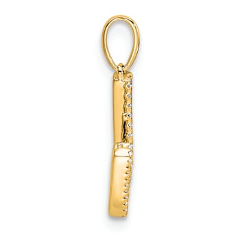 14k Yellow Gold Diamond Letter W Initial Pendant